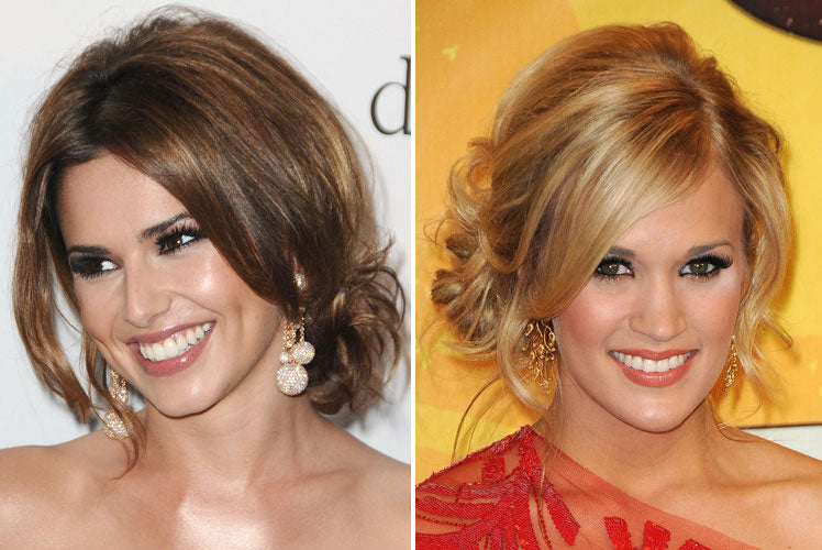Cheryl and Carrie Underwood with side swept low buns