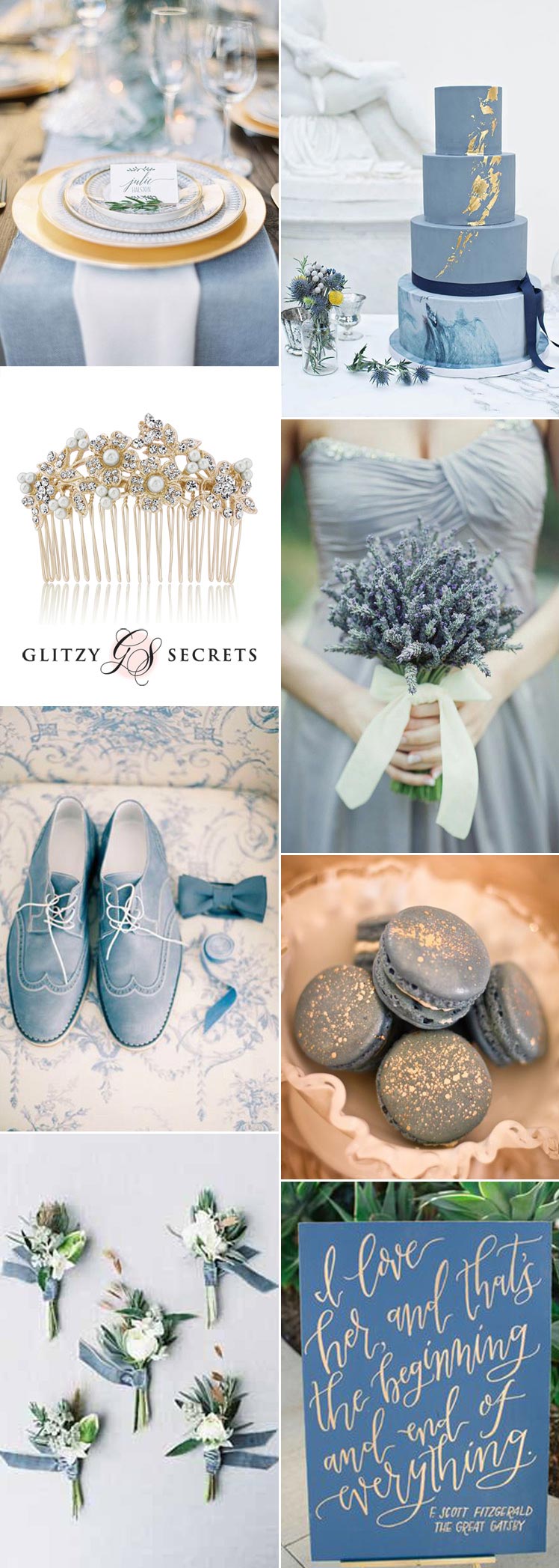 Dusky blue and antique gold wedding inspiration