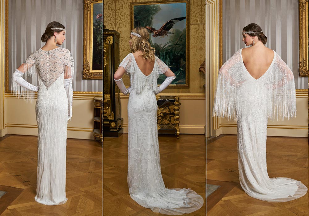 Wedding dresses with back detail from Eliza Jane Howell's Grand Voyage Collection