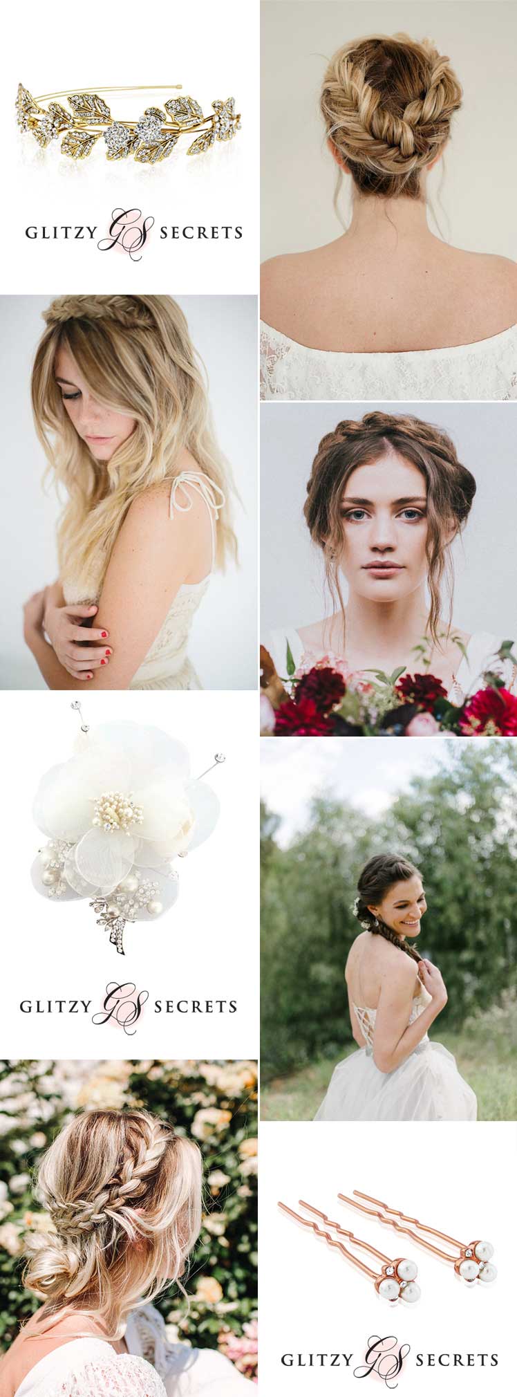 Bridal headpiece ideas for braid hairstyles