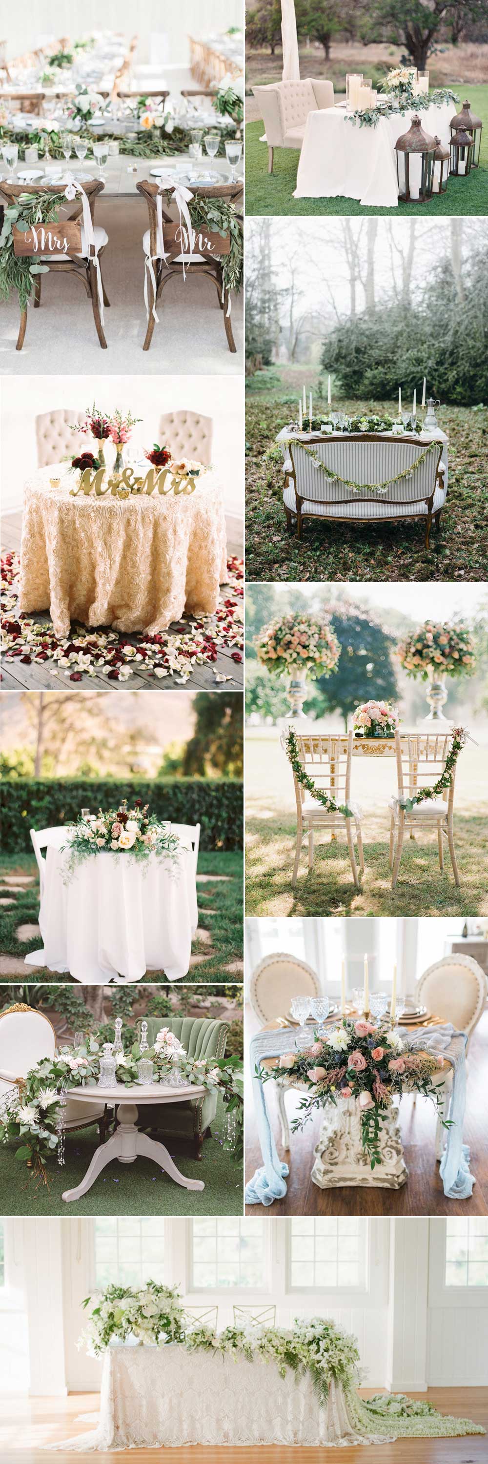 Sweetheart wedding tables for two