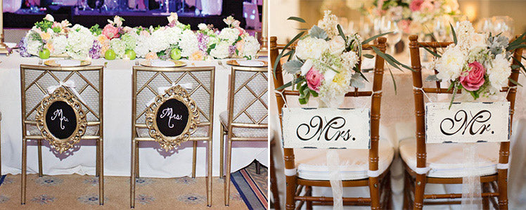 Mr and Mrs top table wedding chair decorations