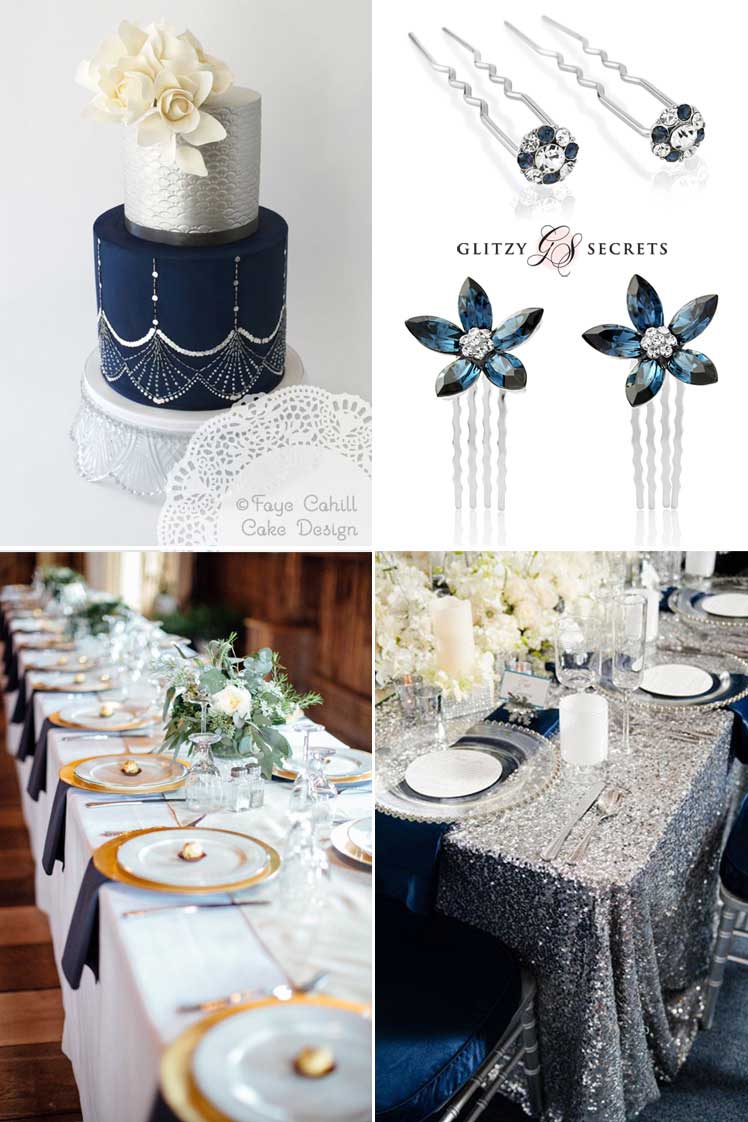 Silver and navy blue wedding ideas