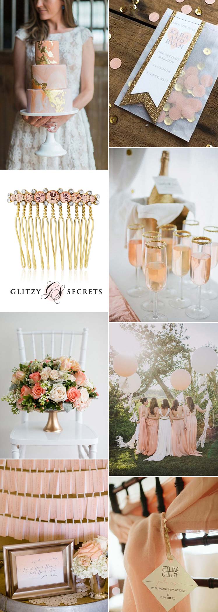 Peach and gold wedding colour scheme ideas