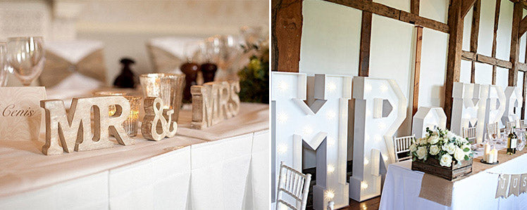 Decorative letters for the top table