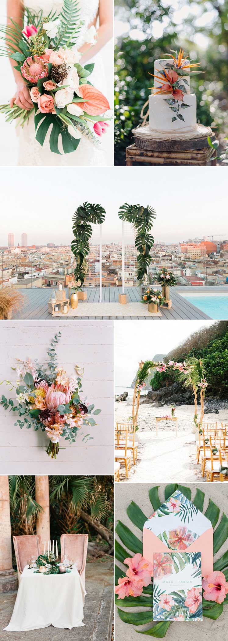 Peach and palm tree tropical wedding ideas