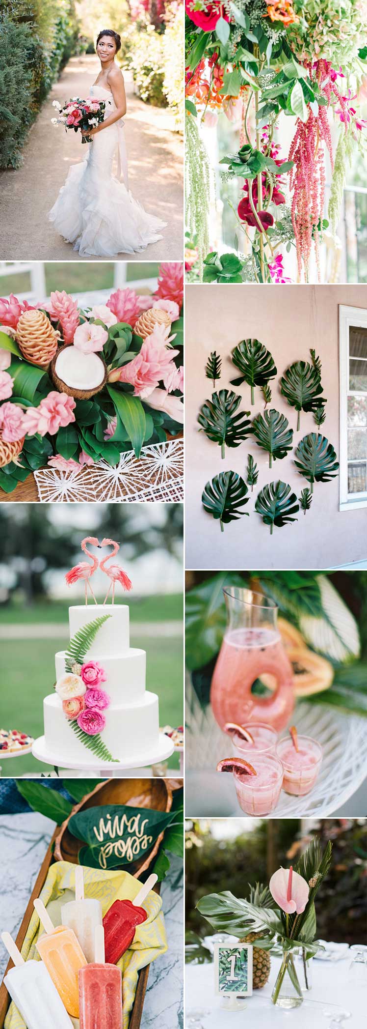 Tropical palm trees and peach wedding inspiration