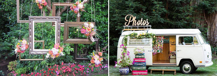 Photo frame and camper-van wedding props