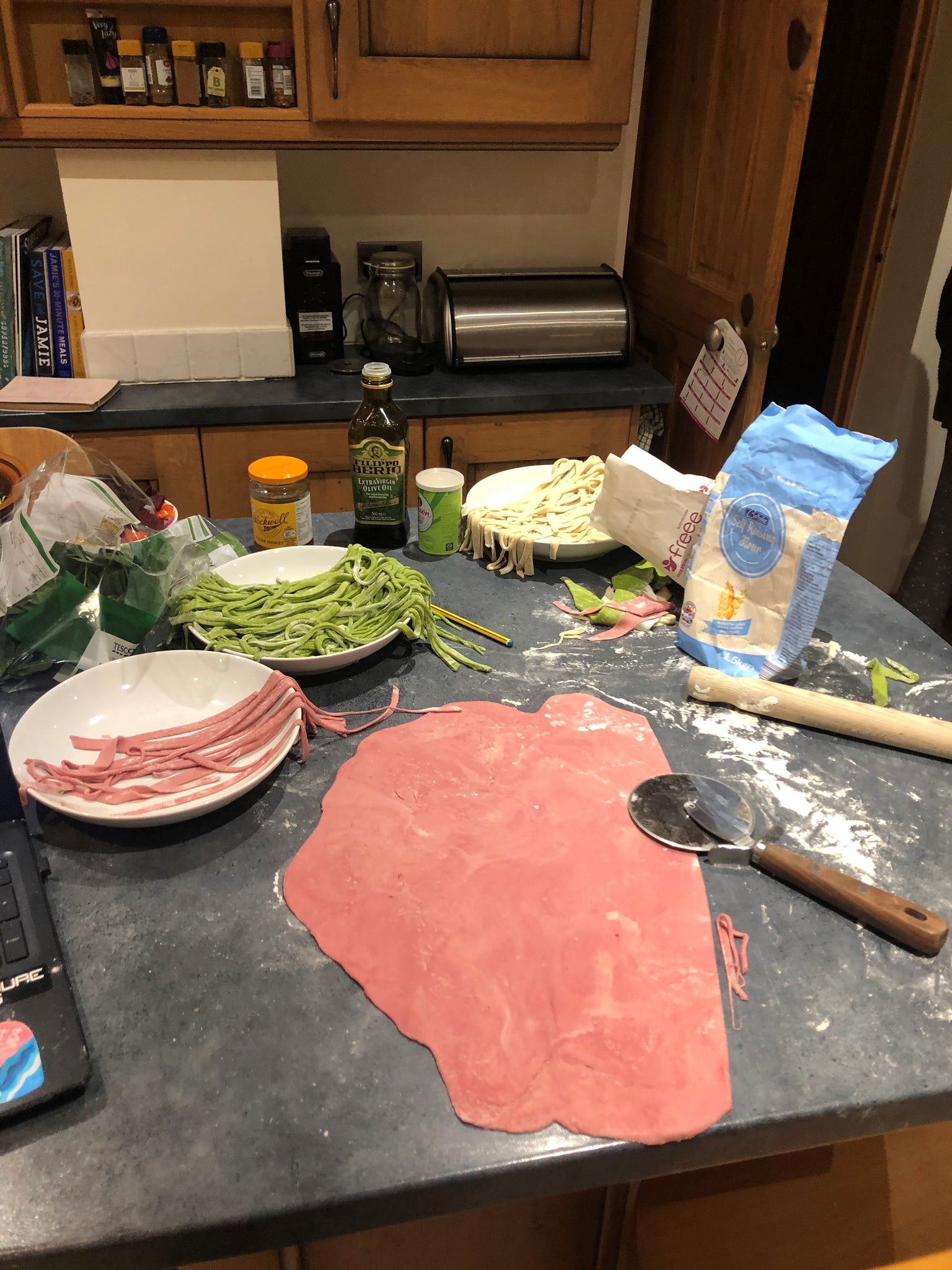 making vegetable pasta from scratch