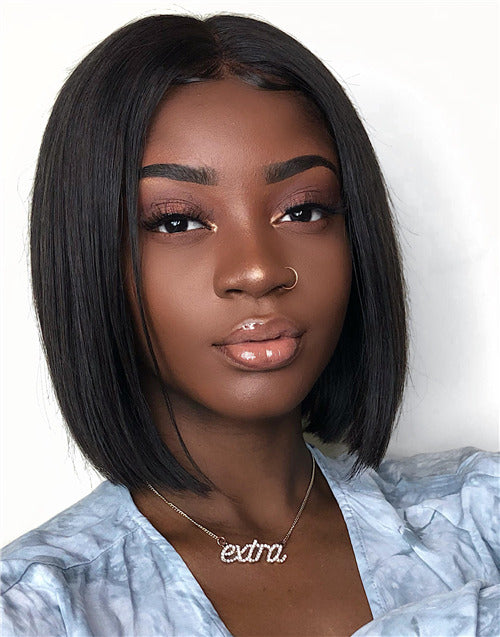 HUMAN HAIR BLUNT CUT BOB LACE FRONT WIG 