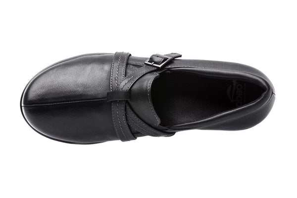 black slip on leather shoes womens