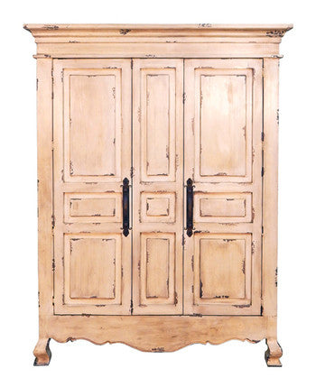 Description:
Beautiful rustic 2 Door Heirloom Armoire with 4 drawers and plenty of shelving. Great looking distressed finish. Will hold up to a 50" TV.