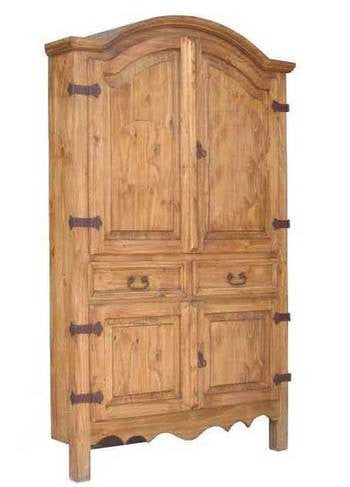Description:
A classic armoire designed to fit in any corner. Adjustable shelves top and bottom for use as storage or entertainment. Inside dimensions of top are 39" wide and 30" tall.