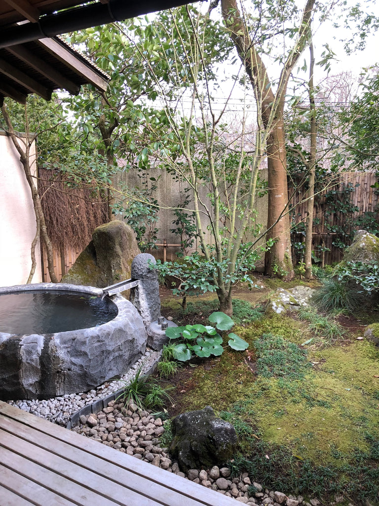Private onsen outside the room at Gora Kaden