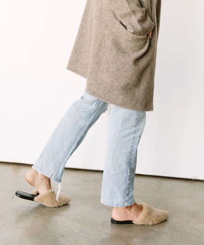 shearling mule, 395USD | Jenni Kayne