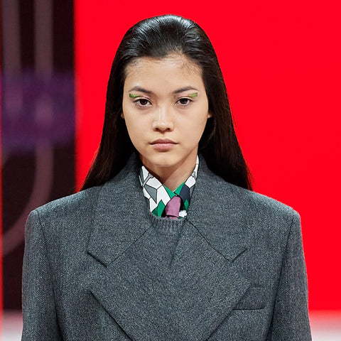 Model at Prada runway show | Source: Vogue.com via Filippo Fior / Gorunway.com