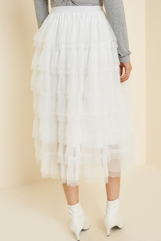 Tiered Mesh Ballet Tulle Tutu A-Line Midi Maxi Skirt. White – MODEST ROYALE