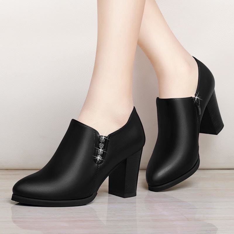 black thick heel ankle boots
