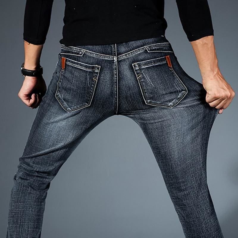 Mens Fashion Black Blue Jeans Men Casual Slim Stretch Classic Denim - My Store