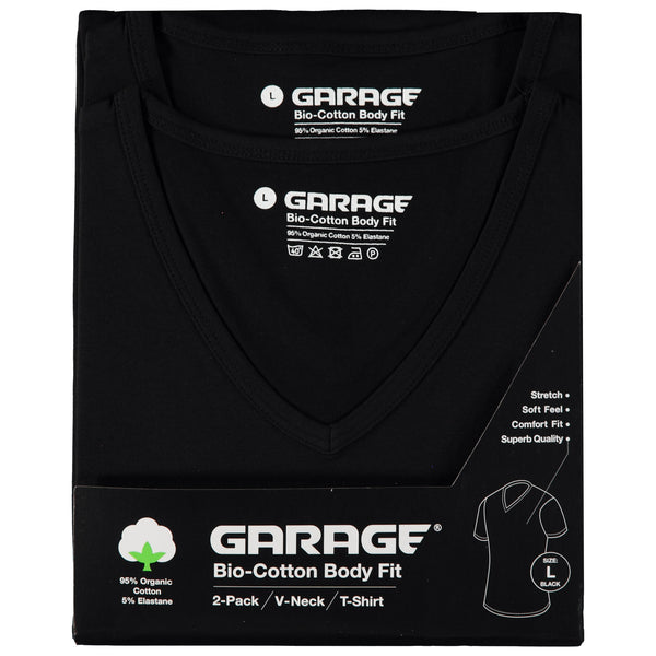 voor Attent genetisch Bio-cotton Bodyfit 2-pack T-shirt V-neck - Black – Garage Basics