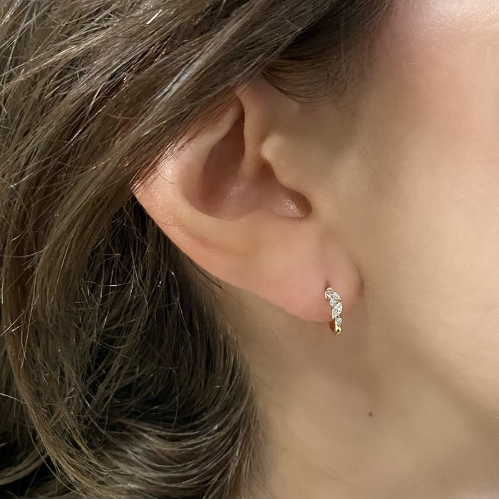 Diamond Cluster Hoop Earrings