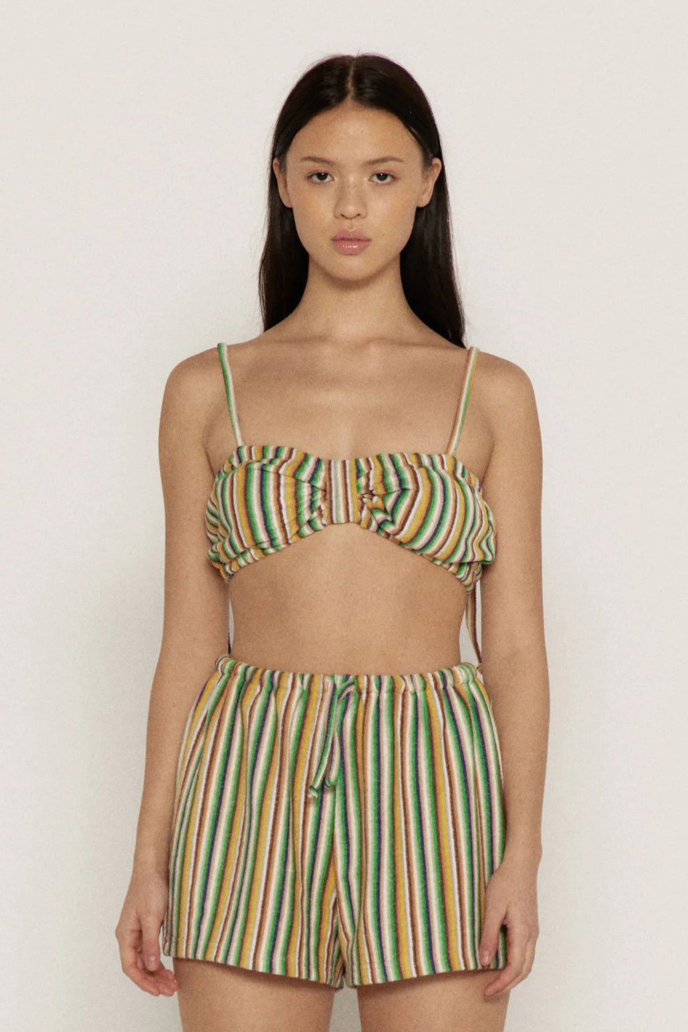 Green Stripe Terry Bra Top