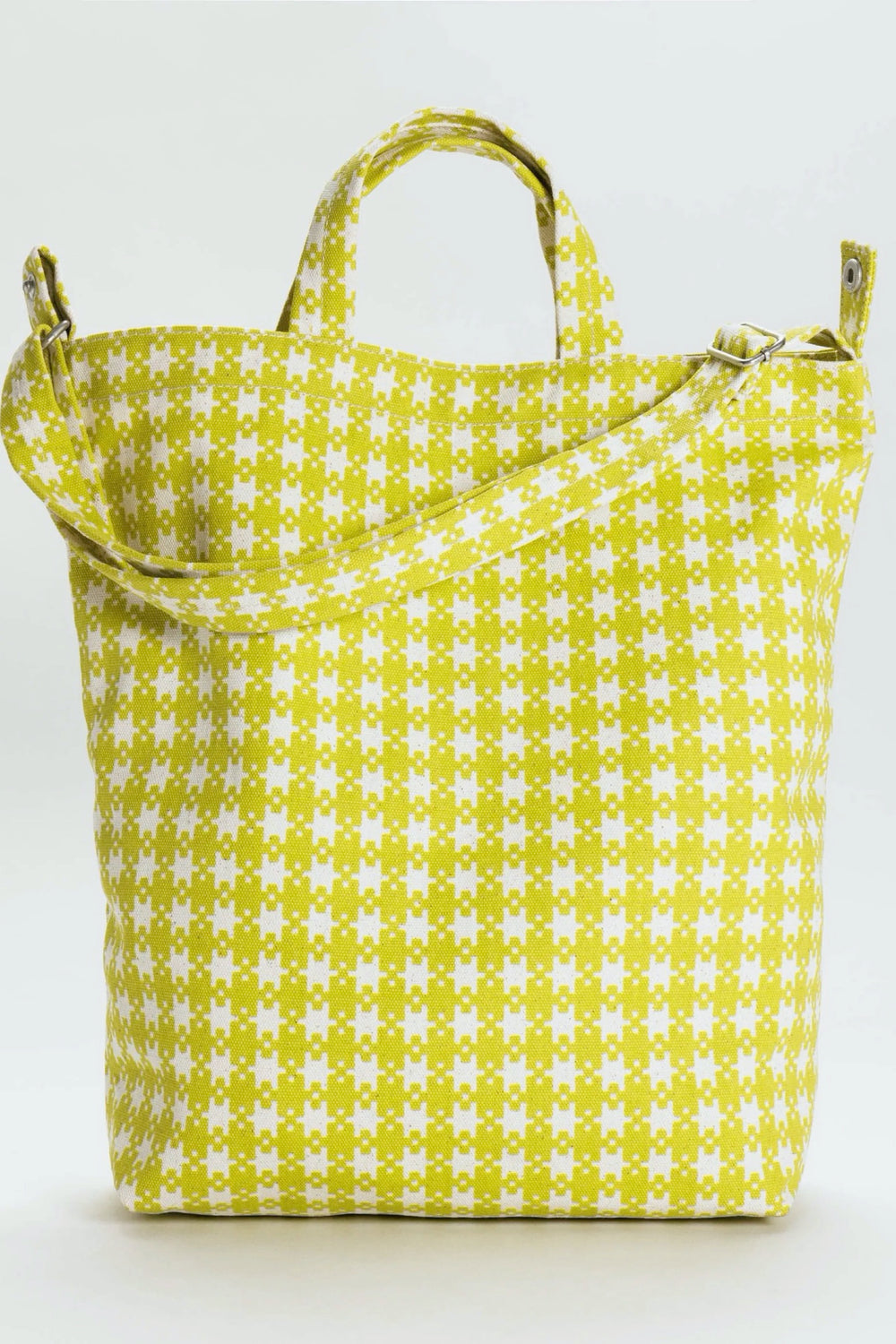 Chartreuse Pixel Gingham Duck Bag