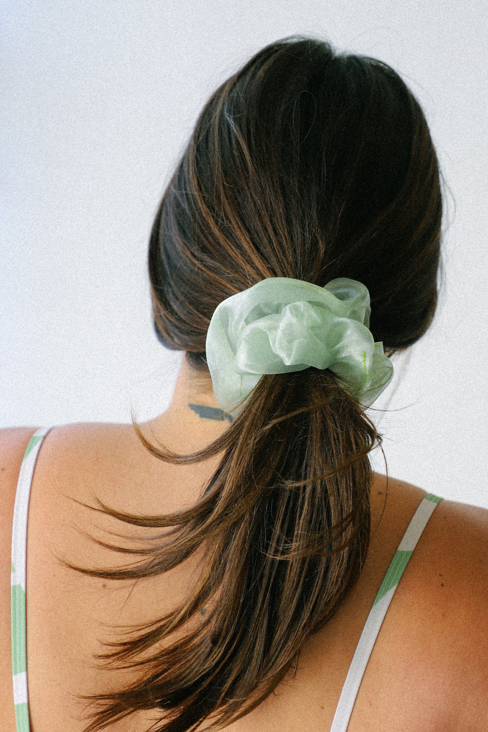 Sage Mini Organza Scrunchie