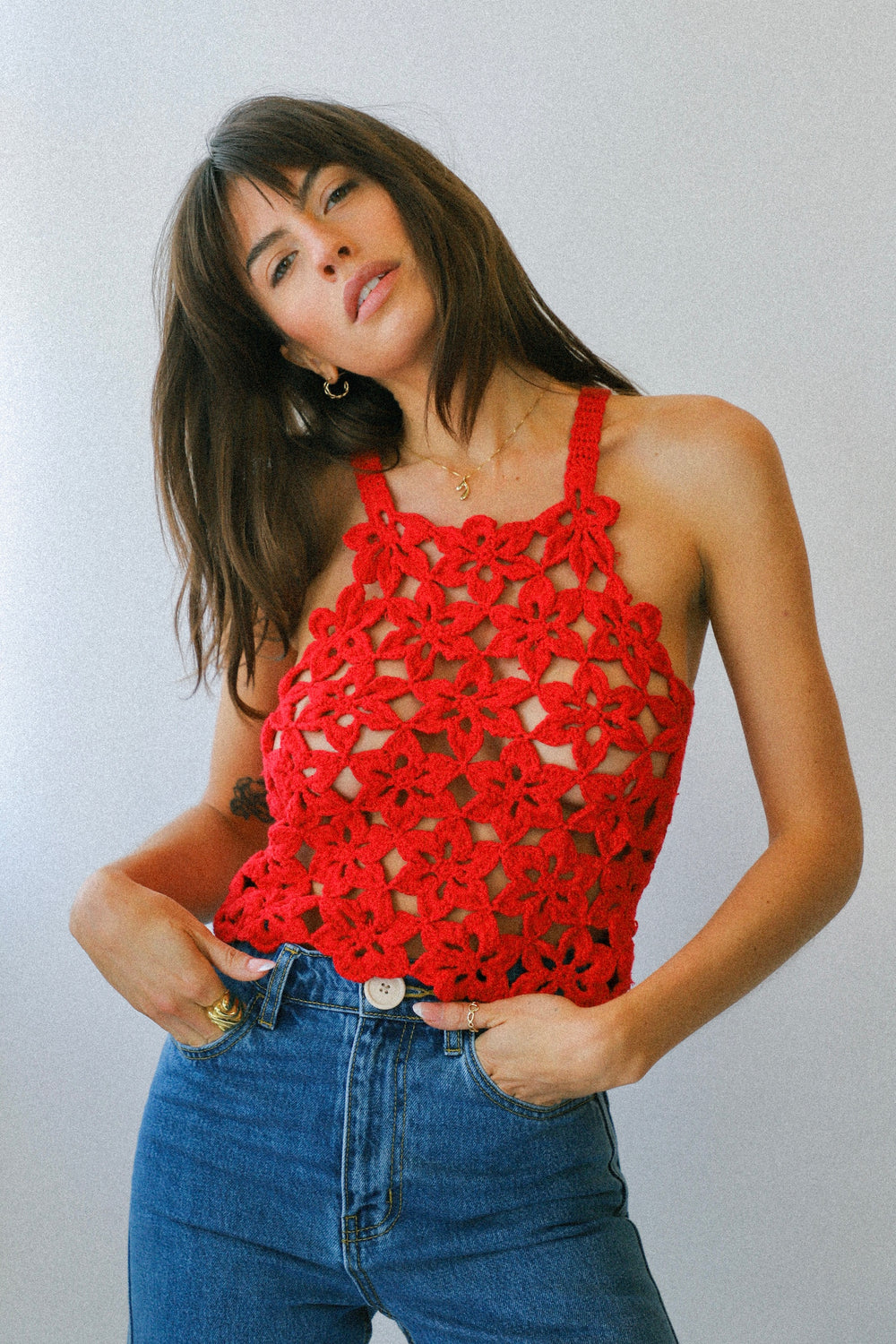 Red Manolita Crochet Top