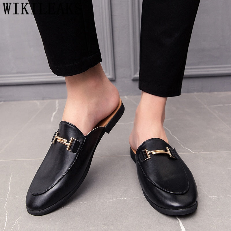 black half shoes for men leather