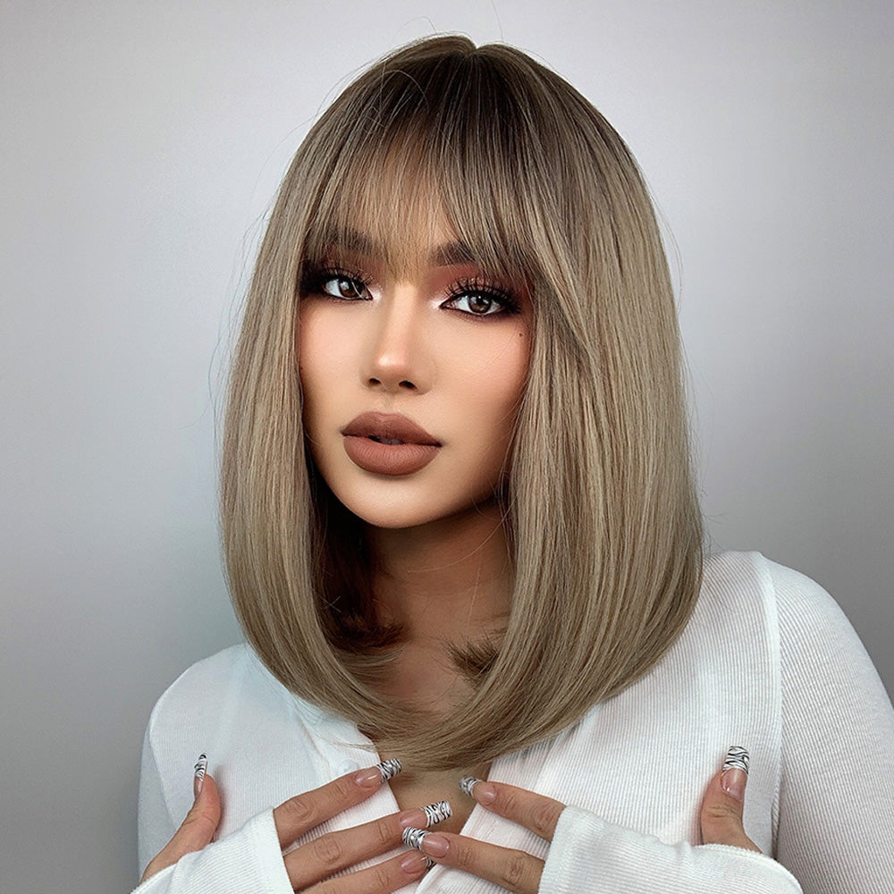 Haircube Ash Blonde Bob Shoulder Length Synthetic Wig 🎗 Brynn Haircube 