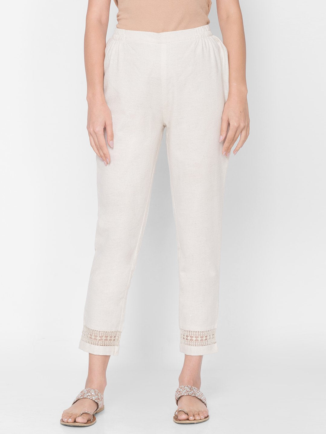 Varanga White Ankle Length Pants