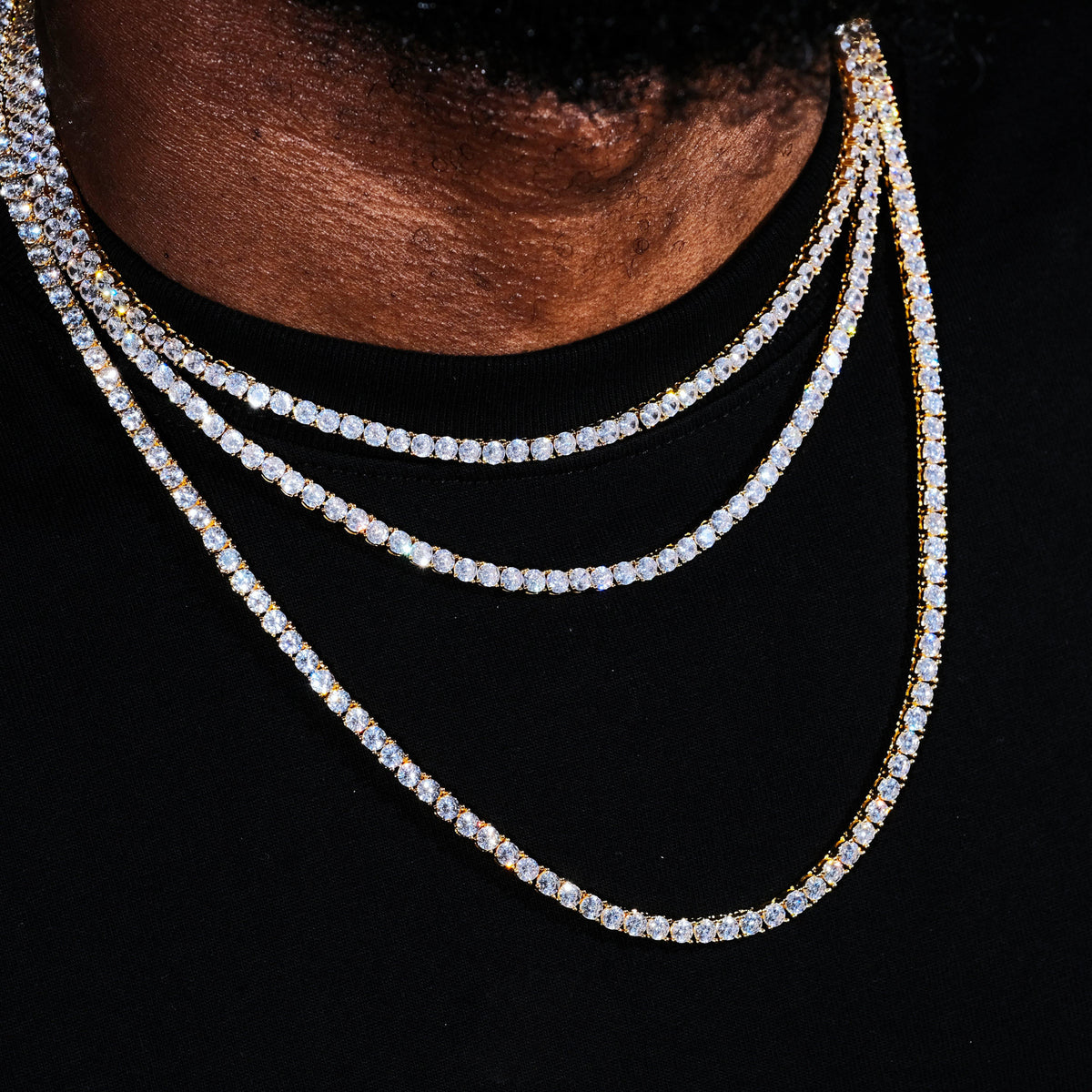 4mm 18K Gold-Plated Iced BlingBling Tennis Chain