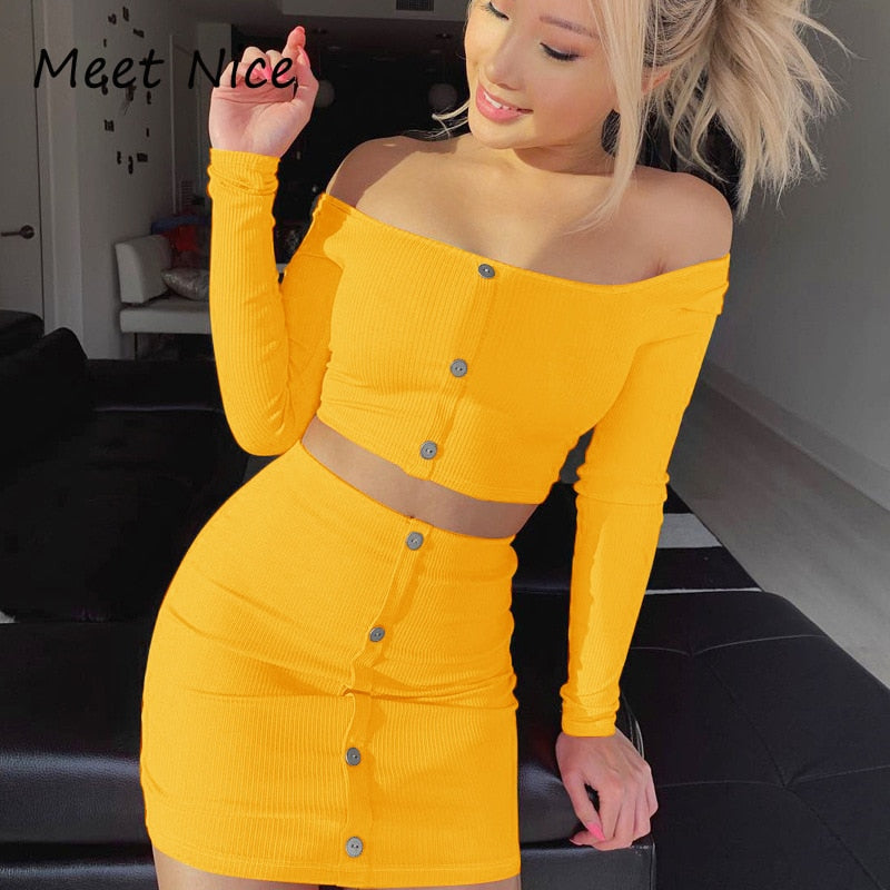 yellow 2 piece outfit