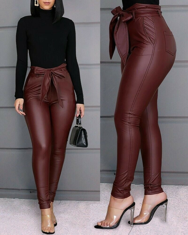 women's leather leggings pants