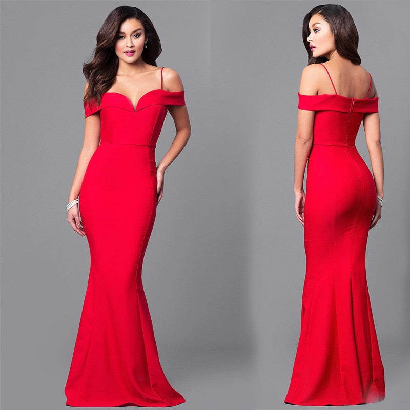 off the shoulder bodycon prom dress