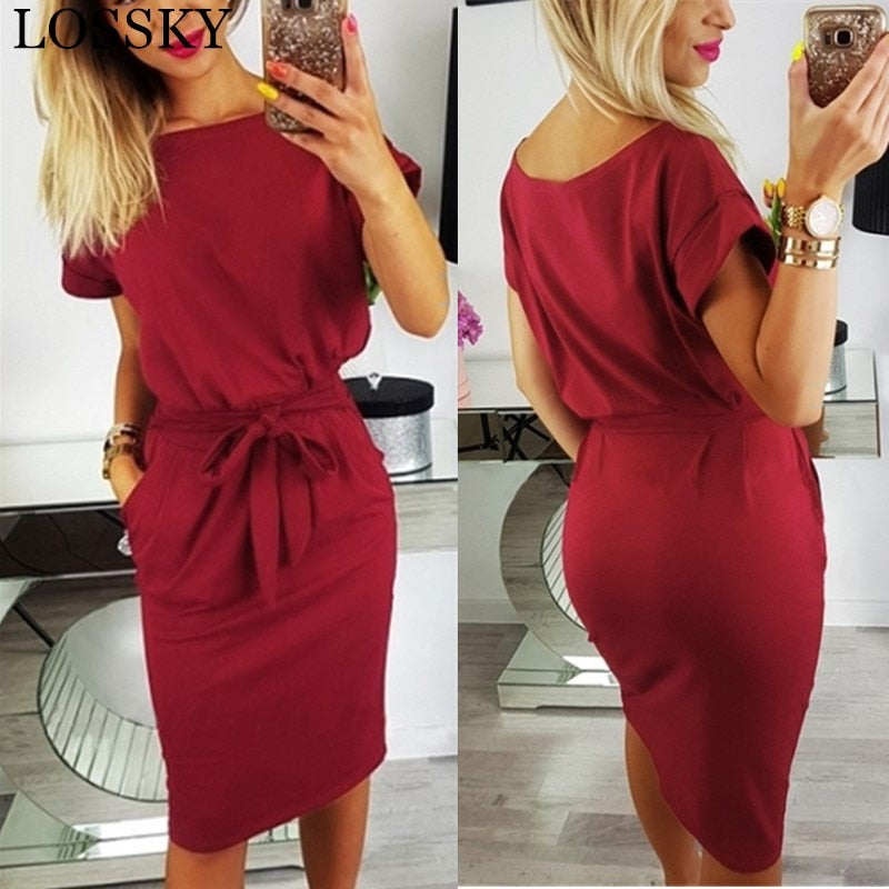 red sundress casual