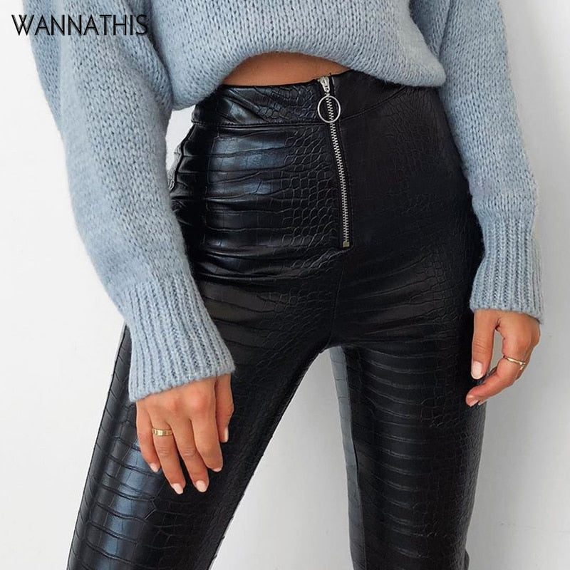 ladies faux leather pants