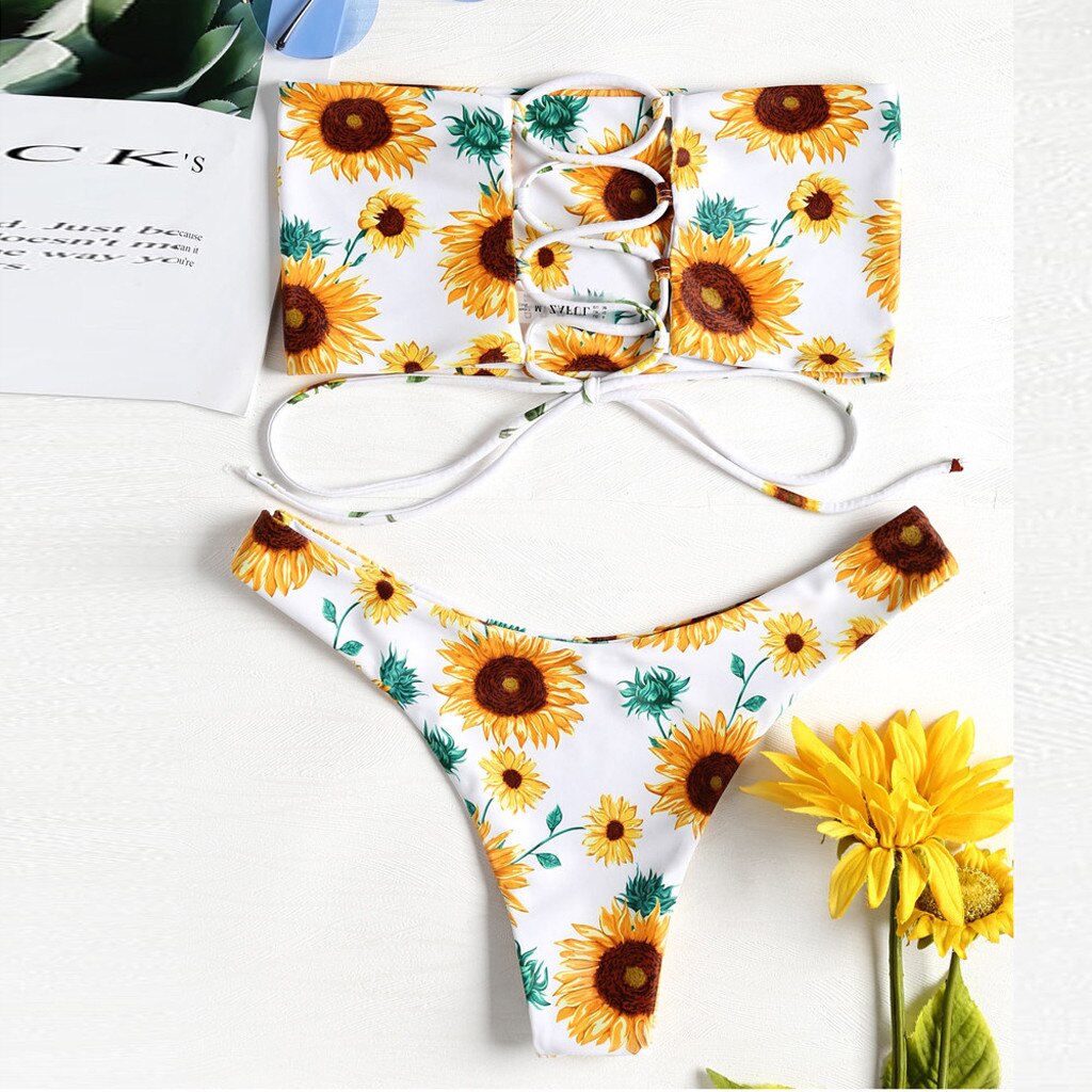 sunflower print swimsuit