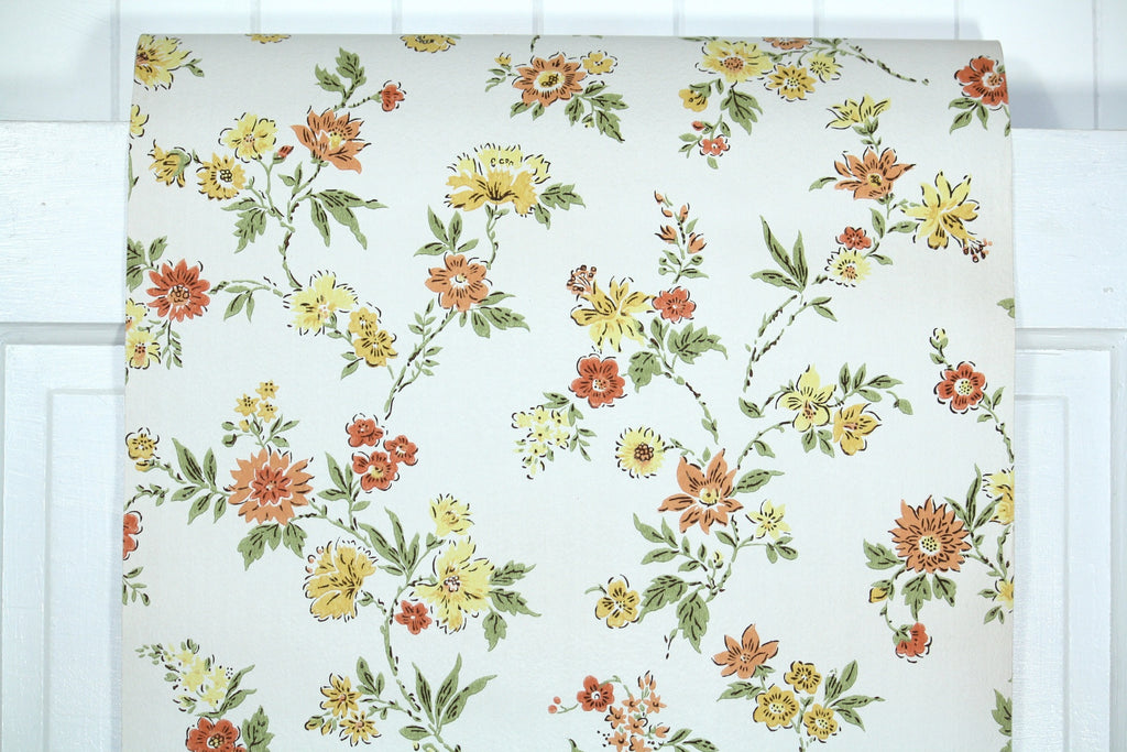 1960s Floral Vintage Wallpaper – Hannah's Treasures Vintage Wallpaper