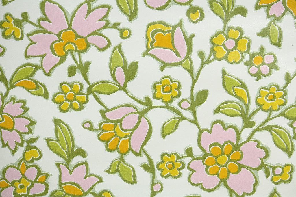 1970s Floral Vintage Wallpaper – Hannah’s Treasures Vintage Wallpaper