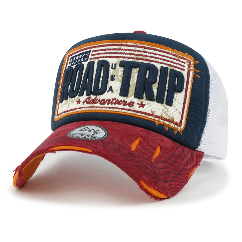 ililily Road Trip Vintage Distressed Snapback Trucker Hat Baseball cap 