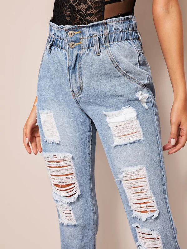 ripped elastic jeans