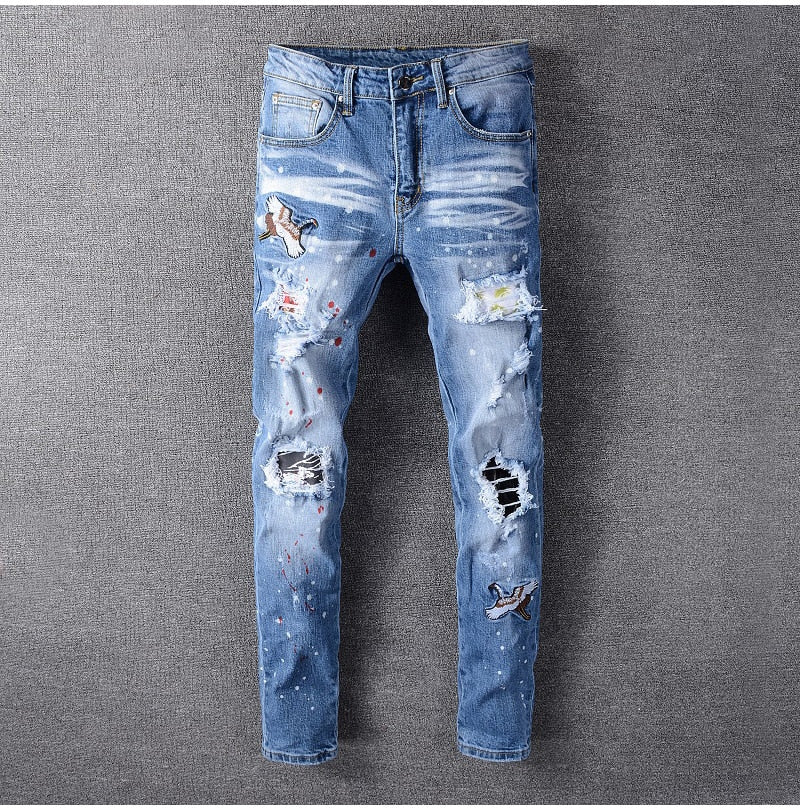 painted ripped jeans