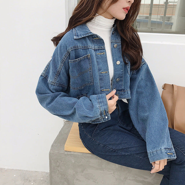 light blue short denim jacket