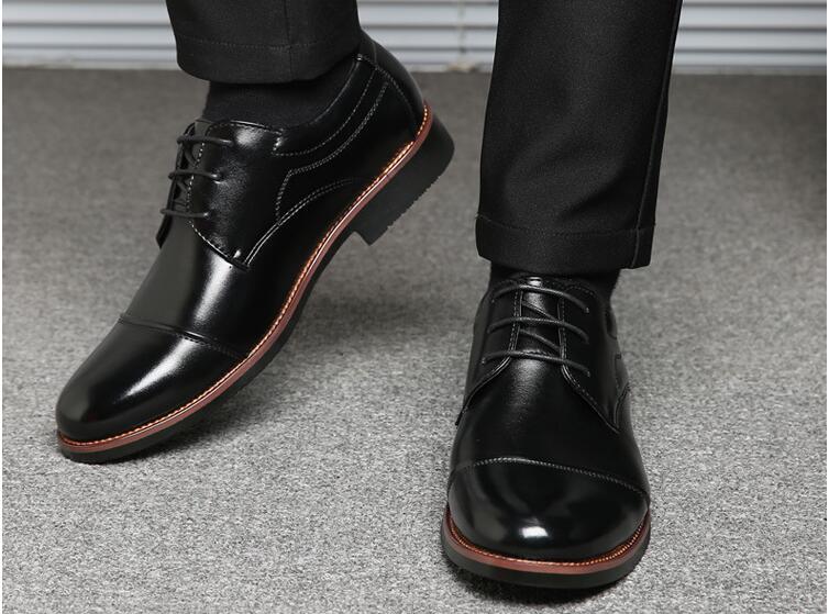 black leather office shoes