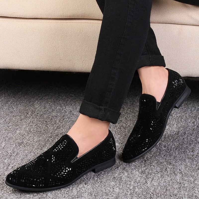 mens black rhinestone dress shoes