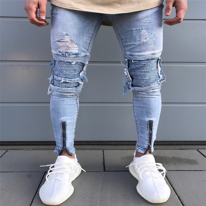 light jeans with holes