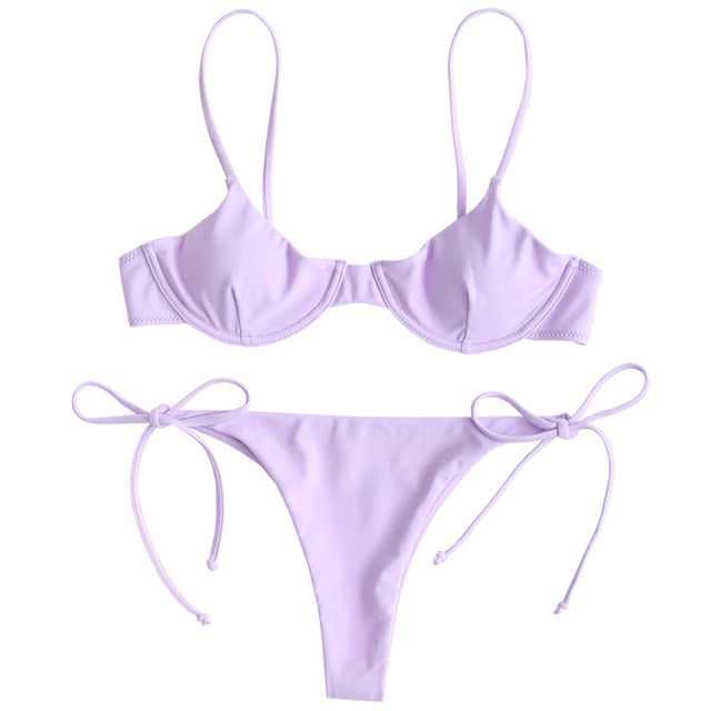 purple underwire bikini