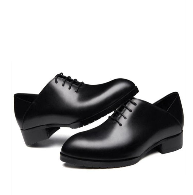 Black pointed toe oxford men shoes 